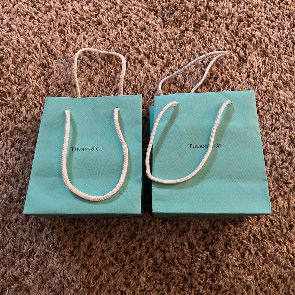 2 Tiffany & Co. Small Blue Paper Shopping Gift Bag